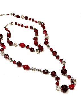 WHBM 2-n-1 Red Beaded Convertible Layered Necklace | NWOT